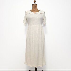 Vintage Carol Anderson Cream Short Sleeve Midi Dress Size 4 Small Cottagecore
